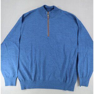 Orvis Merino Wool Quarter Zip Pullover Sweater Blue Fly Fishing Outdoors XL